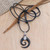 Spiral Horn Garnet and Sterling Silver Pendant Necklace 'Midnight Halloween'