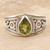 Polished Sterling Silver Cocktail Ring with Natural Peridot 'Prosperity Drop'
