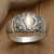 18k Gold-Accented Domed Ring with Geometric Motifs 'Imperial Rhombus'