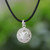 Waxed Nylon Cord Necklace with Sterling Silver Dove Pendant 'Peaceful Globe'