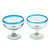 Pair of Cocktail Glasses Handblown from Recycled Glass 'Aqua'