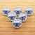 Set of 6 Butterfly-Themed Handcrafted Ceramic Knobs in Blue 'Fluttering Dreams'