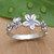 Polished Sterling Silver Band Ring with Floral Motifs 'Island Blossom'