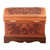 Wood and Leather Jewelry Box with Bronze Handles and Key 'Viceroyalty'