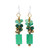 Quartz and Brass Beaded Dangle Earrings with Silver Hooks 'Green Touch'