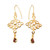 Peacock-Themed Gold-Plated Dangle Earrings with Garnet Gems 'Perseverance Feathers'
