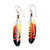 Handcrafted Red Feather Dangle Earrings with Garnet Beads 'Courage Feathers'