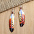 Handcrafted Red Feather Dangle Earrings with Garnet Beads 'Courage Feathers'