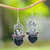 Nature-Themed Heart-Shaped Dangle Earrings with Garnet Gems 'Jungle Love'