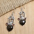 Nature-Themed Heart-Shaped Dangle Earrings with Garnet Gems 'Jungle Love'