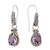 Amethyst  Silver Dangle Earrings with Intricate Engravings 'Exquisite Purple'