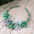 Floral Quartz and Cultured Pearl Statement Necklace in Green 'Nature Spring'