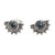 Polished Sterling Silver Stud Earrings with Blue Topaz Gems 'Crescent Loyalty'