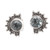 Polished Sterling Silver Stud Earrings with Blue Topaz Gems 'Crescent Loyalty'