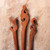 Set of 3 Hand-Carved Natural Brown Mango Wood Hairpins 'Palatial Grace'