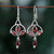 Polished Sterling Silver Dangle Earrings with Garnet Stones 'Enthralling Red'