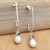 White Cultured Pearl and Faceted Amethyst Dangle Earrings 'The Wise Pearls'