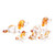 Set of 5 Orange Handblown Glass Beagle Dog Figurines 'Beagle Family'