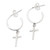 Cross-Themed Modern Sterling Silver Half-Hoop Earrings 'Balance Cross'