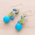 Peridot and Cultured Pearl Dangle Earrings 'Earth from Space'