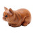 Hand Painted Suar Wood Cat Statuette 'Lazy Cat'