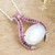 Hand Made Ruby and Moonstone Pendant Necklace 'Pink Sky'
