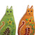 Hand Painted Ceramic Cat Figurines Set of 3 'Colorful Cats'