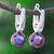 Purple Cultured Pearl Drop Earrings 'Mood Lift in Purple'