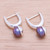 Purple Cultured Pearl Drop Earrings 'Mood Lift in Purple'