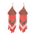 Handmade Red and Green Beaded Long Waterfall Earrings 'Scarlet Pines'