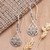 Sterling Silver Dangle Earrings with Lotus Motif 'Clasped Lotus'