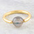 Hand Made Gold-Plated Labradorite Single Stone Ring 'Return to Saturn in Grey'