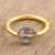 Hand Made Gold-Plated Labradorite Single Stone Ring 'Return to Saturn in Grey'