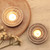 Hand Carved Wood Tealight Candle Holders Pair 'Flower Flash'