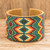 Beaded Leather and Suede Cuff Bracelet Handmade in Guatemala 'Geometric Diversity'