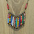 Recycled Paper Tiger's Eye Stainless Steel Pendant Necklace 'Colorful Rainbow'