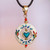 Howlite Pendant Necklace with Hand-Painted Details 'Affection Wreath'