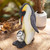 Suar Wood Penguin Sculpture Carved and Painted by Hand 'Penguin Mother and Chick'
