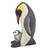 Suar Wood Penguin Sculpture Carved and Painted by Hand 'Penguin Mother and Chick'