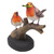 Teak  Suar Wood Bird Sculpture Carved and Painted by Hand 'Two Robin Redbreast'