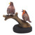 Teak  Suar Wood Bird Sculpture Carved and Painted by Hand 'Two Robin Redbreast'