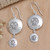 Sterling Silver Hammered Dangle Earrings from Bali 'Twin Discs'