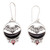 Bat  Moon Sterling Silver Dangle Earrings with Garnet Stone 'Black Crescent Moon'