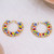 Colorful 14k Gold-Plated Brass and Glass Beads Hoop Earrings 'Rainbow Flair'