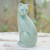 Green Celadon Ceramic Cat Figurine Hand-Crafted in Thailand 'Beautiful Cat'