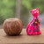 Hand-Painted Pink Ceramic Cat Figurine with Floral Motif 'Sweet Cat in Pink'