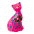 Hand-Painted Pink Ceramic Cat Figurine with Floral Motif 'Sweet Cat in Pink'