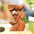 Hand-Carved Romantic Suar Wood Sculpture of a Couple 'Comfort Hug'