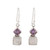Silver Dangle Earrings with Rainbow Moonstones and Amethysts 'Misty Harmony'