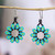 Aqua Floral Beaded Dangle Earrings Handcrafted in Mexico 'Blooming Aqua'